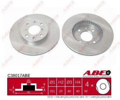 Диск тормозной перед 252мм Swift 05- ABE C38017ABE