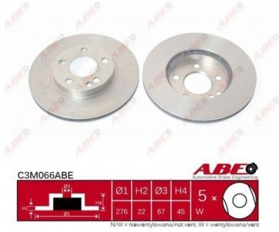 Диск тормозной передн. Mercedes W169 ABE C3M066ABE