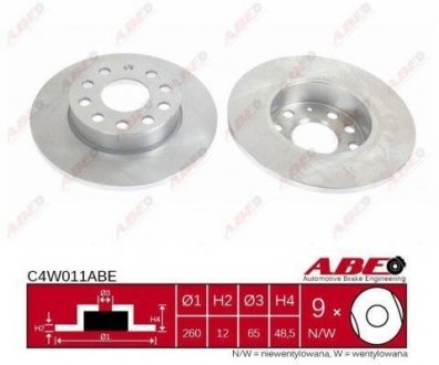 Диск тормозной задн. AUDI A3, SKODA OCTAVIA, SUPERB, VW ABE C4W011ABE