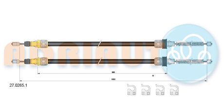 Трос гальмівний SMART Fortwo(2 pcs)R LH-RH  "0,8-1,0 "07>> ADRIAUTO 27.0265.1 (фото 1)