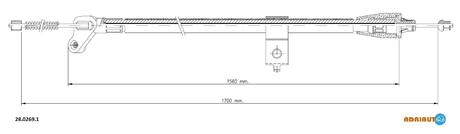 NISSAN Трос ручного тормоза прав. 1700/1560 мм JUKE 10- ADRIAUTO 28.0269.1 (фото 1)