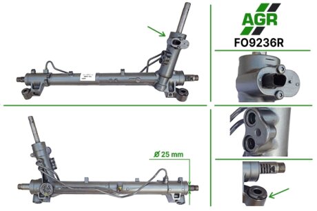 Рулевая рейка с ГУР восстановленная FORD C-MAX 07-,FOCUS C-MAX 03-07,FOCUS II (DA_) 04-,FORD KUGA 08 AGR FO9236R (фото 1)