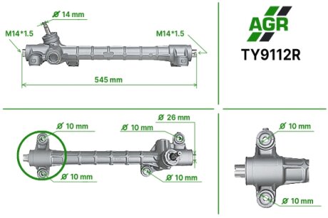 Рулевая рейка без ГУР восстановленная TOYOTA AVENSIS (T25_) 03-08,AVENSIS седан (T25) 03-08,AVENSIS AGR TY9112R (фото 1)