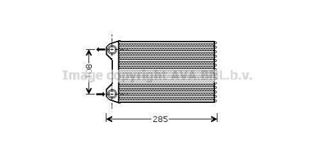 AVA AUDI Радіатор опалення A4 B6 1.6 00-, 1.2 02-, 1.9 00-, 2.0 00-, SEAT AVA COOLING AIA6254