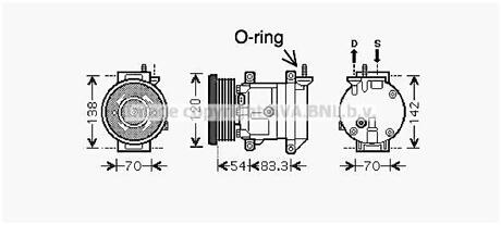 Компрессор кондиционера CHEVROLET AVEO, LACETTI,NUBIRA (AVA) AVA COOLING DWAK071 (фото 1)