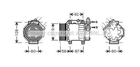 Компресор кондиціонера FOCUS2/C-MAX/S40/V50 (AVA) AVA COOLING FDAK431 (фото 1)