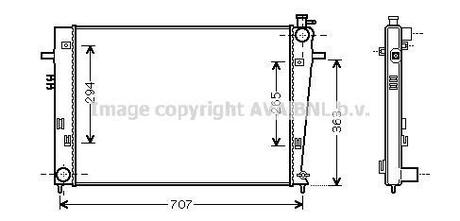 Радіатор, Система охолодження двигуна AVA COOLING HY2204 (фото 1)