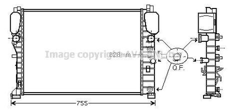 Радиатор охлаждения двигателя MB E211 200 komp 220-270 CDI MT/AT AC+/- AVA COOLING MSA2394