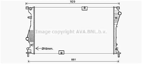 Радіатор охолодження двигуна OPEL VIVARO A (01-)/RENAULT TRAFIC II (01-) 2.0 dCi (AVA) AVA COOLING RTA2601 (фото 1)