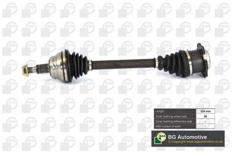 Полуось Octavia/Golf 1.6-2.3 97-06 (36z/544mm) Л. BGA DS9619L