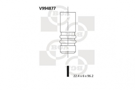 Клапан випускний 1.2 16v FIAT BRAVA MAREA 22.4*6*9 BGA V994877