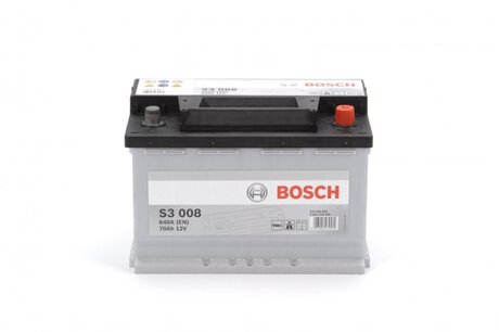 Аккумулятор 70ah-12v (s3008) (278x175x190),r,en640 BOSCH 0092S30080