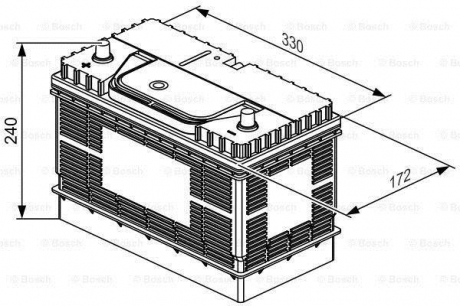 Аккумулятор 105ah-12v (t3050) (330x172x240),l,en800 клеммы по центру BOSCH 0092T30500