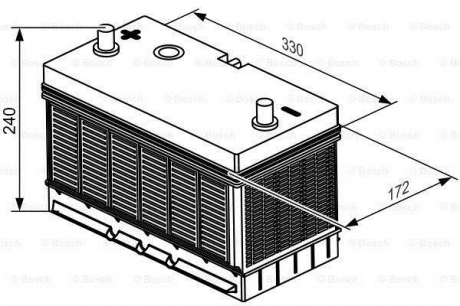 Аккумулятор 105ah-12v (t3052) (330x172x240),l,en800 клеммы по центру BOSCH 0092T30520 (фото 1)