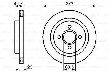 VW Диск тормозной передний Bora 10/00-, A3 04/99-, Octavia 08/00- BOSCH 0986478816