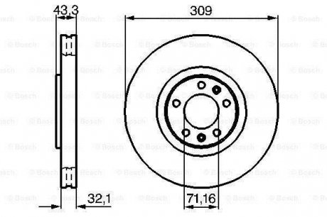 ДИСК ТОРМОЗНОЙ ПЕРЕДН PEUGEOT 607 3.0 V6 24V 00- BOSCH 0 986 479 027