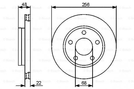 Диск торм. зад. вент. s4 97-01 vw passat 2.3 256x22mm BOSCH 0 986 479 463