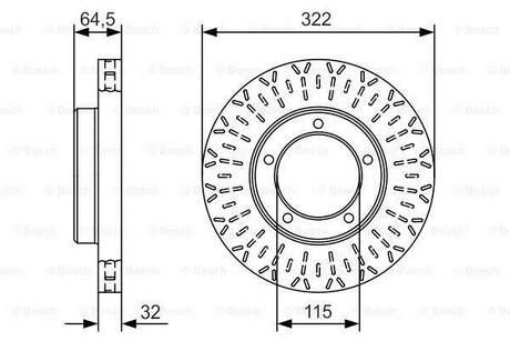 Гальмівний диск TOYOTA Land Cruiser J100, J105 322мм \'\'F \'\'4,2-4,7 \'\'98>> BOSCH 0986479A64