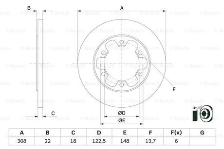 Диск торм. зад. FORD TRANSIT 15- BOSCH 0986479D43