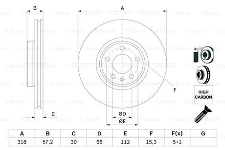 TARCZA HAM. AUDI P. A4/A5/A6/Q5 1,4-3,0 TDI/TFSI 15- BOSCH 0986479E49