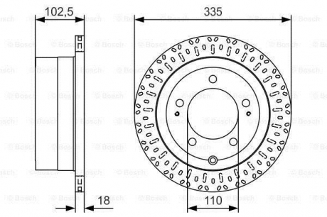 Гальмівний диск TOYOTA Land Cruiser J6/J7/J10 \'\'R \'\'98-07 PR2 BOSCH 0986479U32