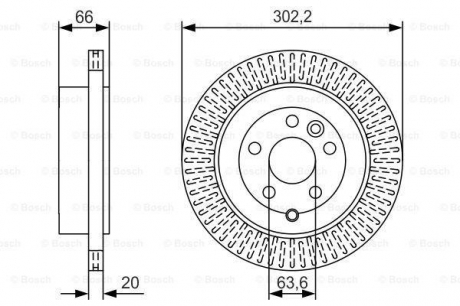 Гальмівний диск 302 мм LAND ROVER Freelander II (FA) \'\'R \'\'2.0-3.2 \'\'06>> PR2 BOSCH 0986479U44