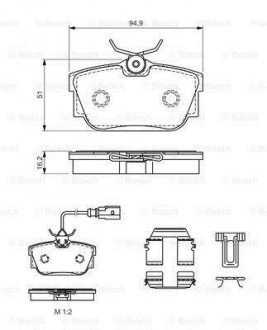 Комплект гальмівних колодок з 4 шт. дисків BOSCH 0986494529