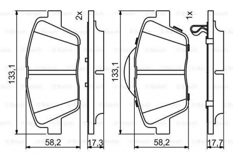 Гальмівні колодки дискові KIA Optima \'\'F \'\'1,7-2,4 \'\'11>> BOSCH 0986494755