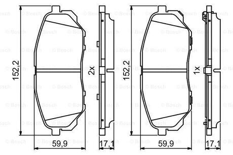 KIA колодки гальм. передн. Sorento 2,0-2,4 10- BOSCH 0986494827 (фото 1)