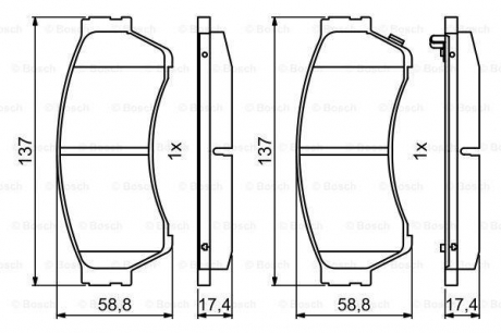 Комплект гальмівних колодок з 4 шт. дисків BOSCH 0986494860