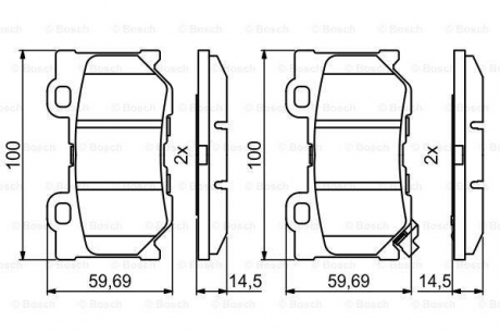 Гальмівні колодки дискові INFINITI/NISSAN 370Z/FX/QX70/M/G/Q50/Q70/Q60 \'\'R BOSCH 0986494863