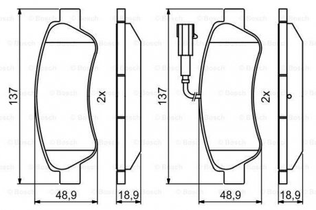 CITROEN гальмівні колодки задн (з датчик.Jumper,Fiat Ducato,Peugeot 06- BOSCH 0986494994