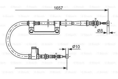 MAZDA Трос ручного тормоза лев.626 92- BOSCH 1987477502