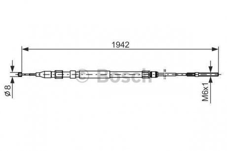 Трос ручного тормоза BMW X5(E53) 1942мм лев./прав. BOSCH 1987477820 (фото 1)