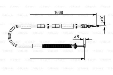 Трос ручного тормоза зад. прав FIAT Bravo 07-, Stilo 01- BOSCH 1987477911