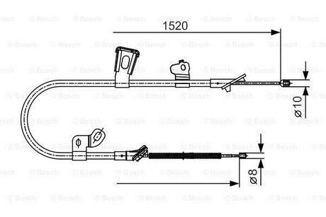Трос ручного тормоза лев. TOYOTA YARIS -05 BOSCH 1987477918