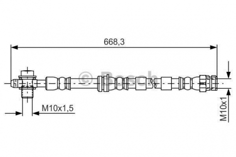 Гальмівний шланг VAG A3/S3/Q2/TT/Altea/Leon/Octavia/Superb/Golf/Passat/Tiguan \'\'F \'\'>> BOSCH 1987481693