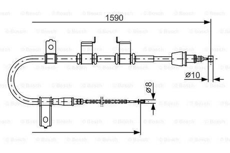 HYUNDAI Трос тормозной прав. без ABS Getz BOSCH 1987482072