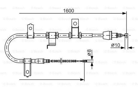 HYUNDAI Трос тормозной лев. без ABS Getz BOSCH 1987482073