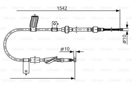 HONDA Трос ручн.тормоза прав.Civic 96- BOSCH 1987482084