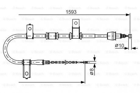 Трос ручного тормоза hyundai getz -09 1593мм BOSCH 1987482224