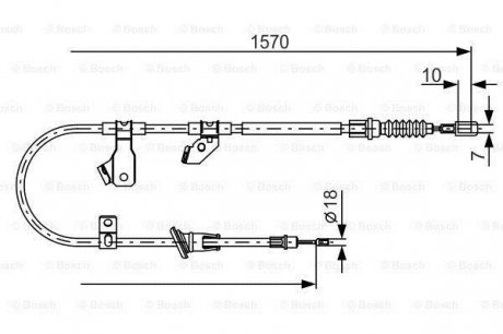 Трос ручного тормоза mitsubishi colt czc 06-, colt vi 04-, colt vii 08-, smart forfour 04-, BOSCH 1987482272