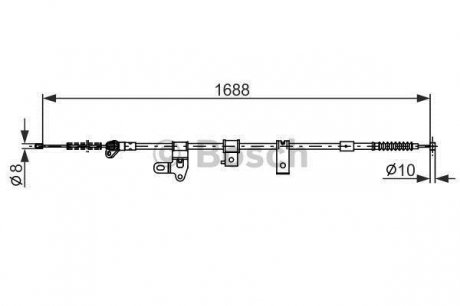 Трос ручного тормоза toyota corolla e12 1688мм BOSCH 1987482306