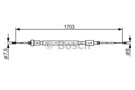 CITROEN трос ручного гальма 1705/880 мм C3 II, DS3 BOSCH 1987482315