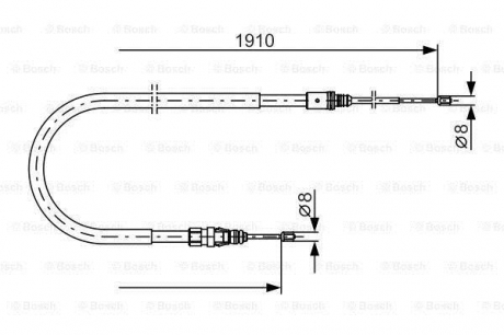 Гальмівний трос (дискові) 1907mm PEUGEOT 207/208/2008 \'\'R \'\'08>> BOSCH 1987482323