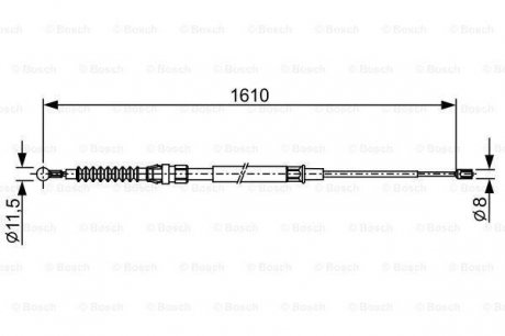 Трос ручного тормоза vw touran 1610940мм BOSCH 1 987 482 326