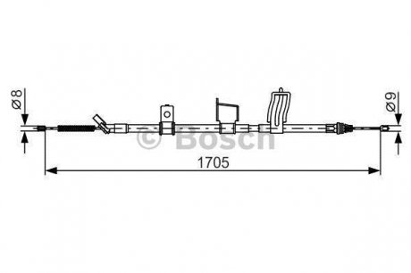 Трос стоян тормозн прав BOSCH 1987482339