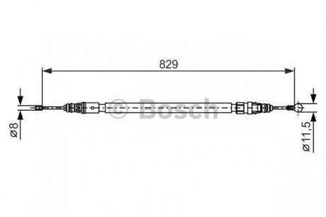 Трос ручного тормоза citroen c4/ds4/peugeot 3008 829/666мм BOSCH 1 987 482 372