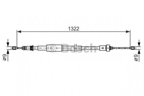 Трос ручного тормоза renault cliomodus 1323мм BOSCH 1987482385