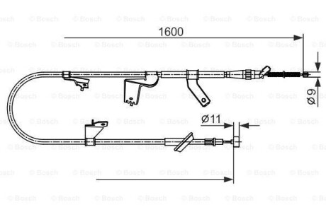 OPEL Трос ручного тормоза лев. AGILA 08-, SUZUKI SPLASH 08- BOSCH 1987482428